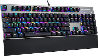 Motospeed CK108 Геймърска Mechanical Keyboard с Outemu Blue превключватели и RGB подсветка (Гръцка) Сив