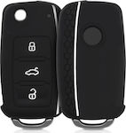 Silicone Car Key Cover Case with 3 Buttons for VW / Seat / Skoda Black 43879.47