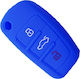 Silicone Car Key Cover Case with 3 Buttons for Audi Blue