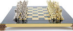 Manopoulos Τοξότες Χειροποίητο Σκάκι Μεταλλικό Πράσινο με Πιόνια 28x28cm