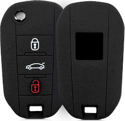 Silicone Car Key Cover Case with 3 Buttons for Citroen / Peugeot Black 43670.01