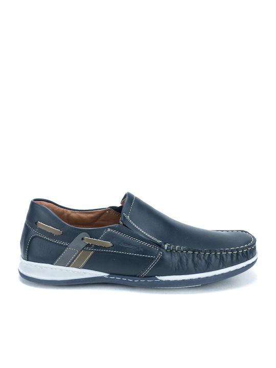 Boxer Men's Leather Moccasins Blue