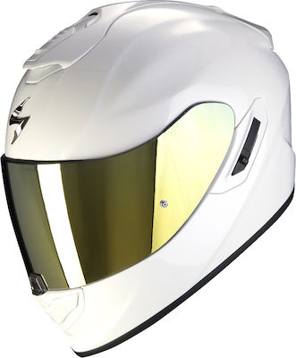 Scorpion EXO-1400 Air Solid Full Face Helmet with Sun Visor ECE 22.05 Solid Pearl White 14-100-70