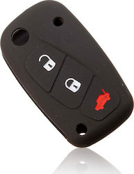 Silicone Car Key Cover Case with 3 Buttons for Fiat / Lancia Black