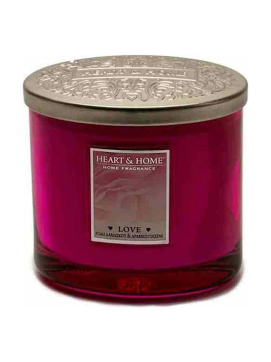 Heart & Home Scented Soy Candle Διπλό Φυτίλι Jar with Scent Damascus Rose & Arabian Jasmine Pink 230gr 1pcs