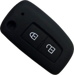 Silicone Car Key Cover Case with 2 Buttons for Nissan Black