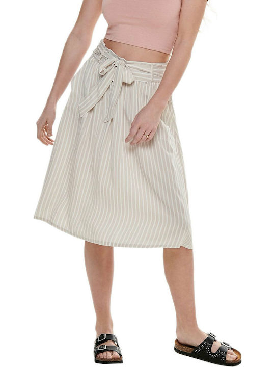 Only High Waist Midi Skirt in Beige color