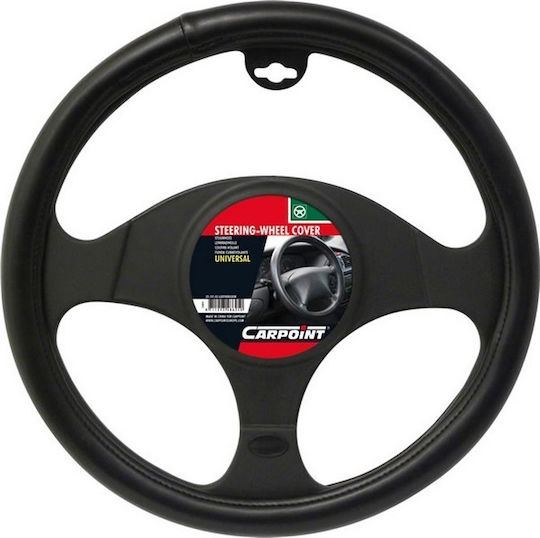 Carpoint Κάλυμμα Τιμονιού Αυτοκινήτου Leather Look με Διάμετρο 37-39εκ. από Δερματίνη Μαύρο