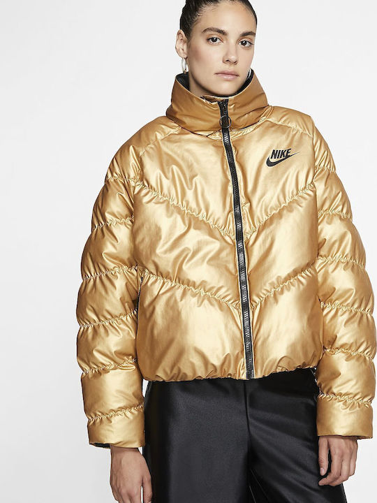 Sportswear Kurz Damen Puffer Jacke für Winter Gold
