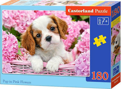 Puzzle pentru Copii Pup In Pink Flowers pentru 7++ Ani 180buc Castorland