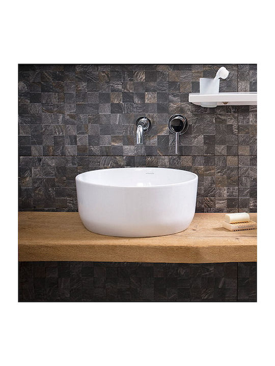 Adamidis Cupa 40X Επικαθήμενος Νιπτήρας Πορσελάνης 40x40x16.8cm Λευκός