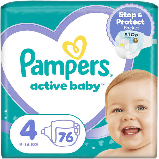Pampers Tape Diapers Active Baby No. 4 for 9-14kg 76pcs