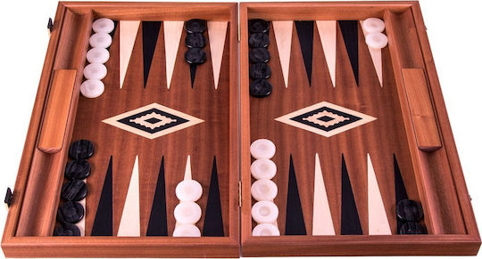 Manopoulos Mahogany Handmade Backgammon Wooden with Checkers 48x48cm BMM1