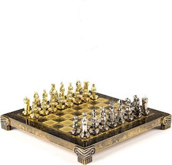 Manopoulos Byzanz Handgefertigt Schach Metallisch mit Schachfiguren 20x20cm