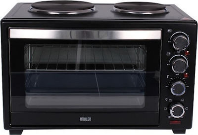 Muhler Electric Countertop Oven 48lt with 2 Burners Black