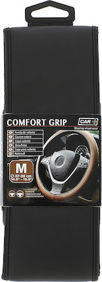 Car+ Κάλυμμα Τιμονιού Αυτοκινήτου Comfort Grip με Διάμετρο 37-38εκ. από Δερματίνη Μαύρο