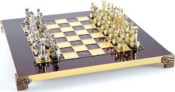 Manopoulos Ελληνορωμαϊκή Εποχή Handgefertigt Schach Metallisch mit Schachfiguren 28x28cm