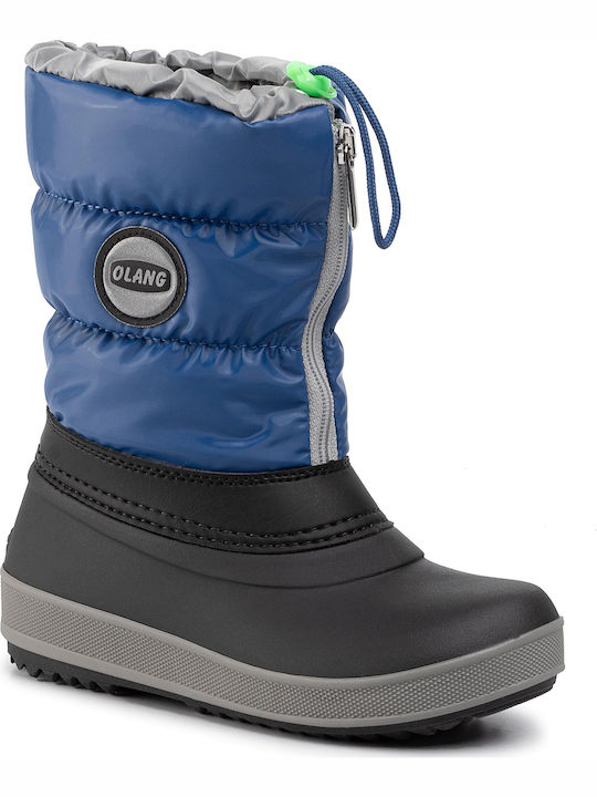 Kids Snow Boots with Zipper Blue