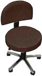 Medical Stool on Wheels with Back & Stainless Steel Base Brown