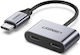 Ugreen Convertor USB-C masculin în USB-C 2x femelă Gri 1buc 60165