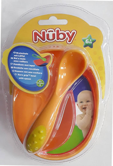 Nuby Παιδικό Σετ Φαγητοδοχείου από Πλαστικό Πορτοκαλί 2τμχ