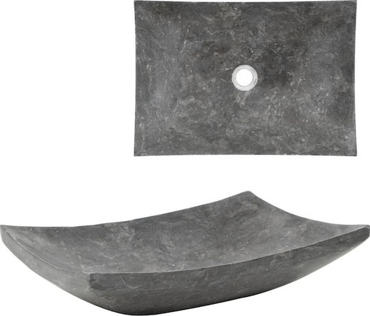 vidaXL Επικαθήμενος Νιπτήρας Πέτρινος 50x35x12cm Μαύρος vidaXL Επικαθήμενος Νιπτήρας Πέτρινος 50x35x12cm Μαύρος