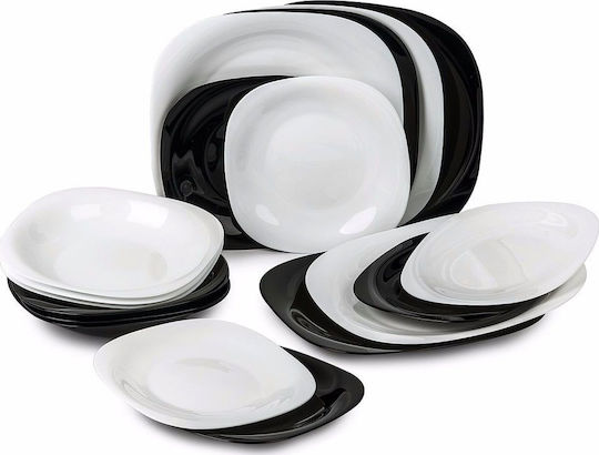 Luminarc Carine Dinnerware Set Black & White Porcelain Dinnerware Set 18pcs Luminarc Carine Dinnerware Set Black & White Porcelain Dinnerware Set 18pcs