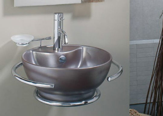 Adamidis Diamante Metal Надеждна мивка Порцелан 41x41x18см Кафяв Adamidis Diamante Metal Надеждна мивка Порцелан 41x41x18см Кафяв