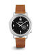 Komono Orson Watch Battery with Brown Leather Strap