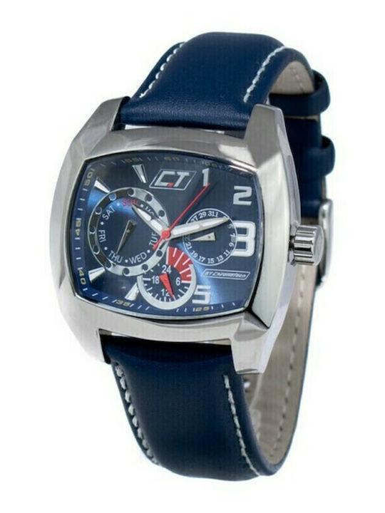 Chronotech Men's Watch 40mm Battery with Blue Leather Strap