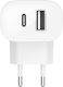 Belkin 2x USB / USB-C Wall Adapter Λευκό (Boost Charge)