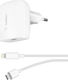 Belkin Φορτιστής με Θύρα USB-C και Καλώδιο USB-C - Lightning 18W Λευκός (Boost Charge)