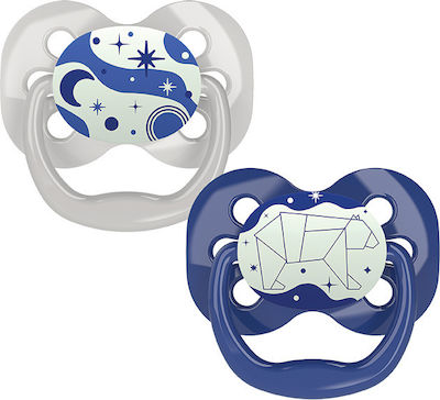 Dr. Brown's Pacifiers Silicone Bear Blue Night with Case for 0-6 months 2pcs