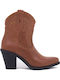 Commanchero Original Leather Women's Cowboy Boots with High Heel Tabac Brown