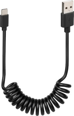 Lampa Spiral USB 2.0 Cable USB-C male - USB-A male Μαύρο 1m (ΧΕL3870.2/T)
