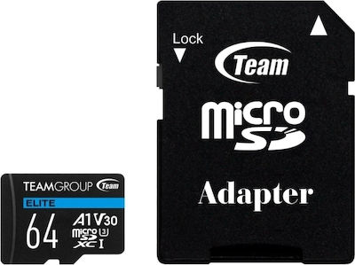 TeamGroup Elite A1 microSDXC 64GB Class 10 U3 V30 A1 UHS-I with Adapter