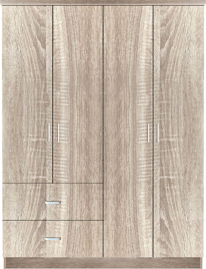 Hoya Wax Four Door Wardrobe Natural Colour 119x42x181cm