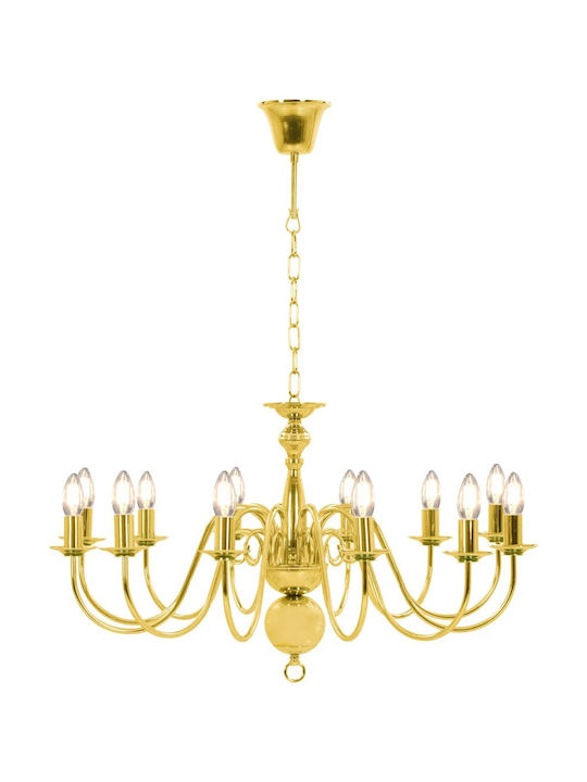 vidaXL Candelabru 12xE14 cu Lumânări Auriu 281623