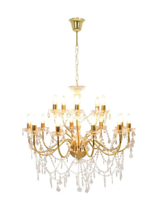 vidaXL Chandelier with Crystals Gold 281613