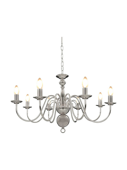 vidaXL Chandelier Candlestick 8xE14 Silver 281618