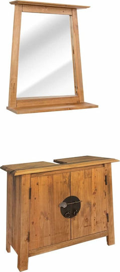 vidaXL Countertop without Sink with Mirror L60xW30xH60cm Natural