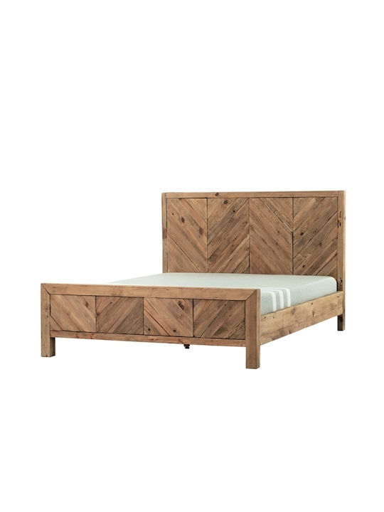 Finland Κρεβάτι Υπέρδιπλο από Μασίφ Ξύλο Καρυδί με Τάβλες για Στρώμα 160x200cm