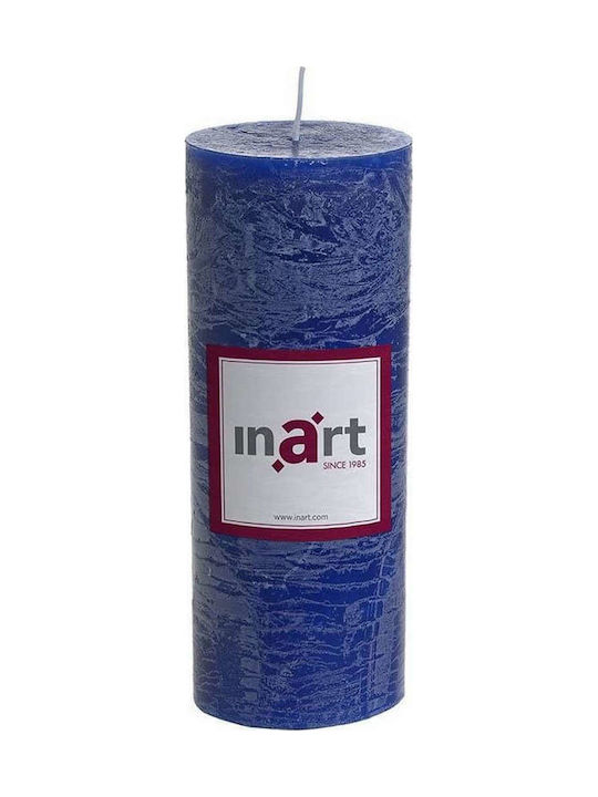 Inart Decorative Candle Blue 7x18cm 1pcs