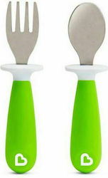 Munchkin Baby Set with Fork made of Metal for 12+ months Green 2pcs