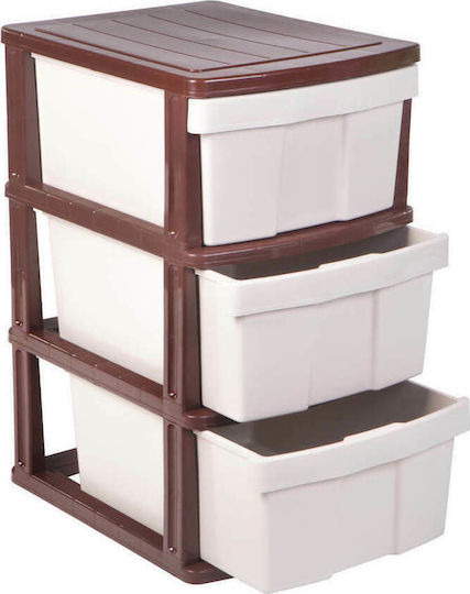 Homeplast Tăra Sertar Din Plastic Cu 3 Locuri Maro 50x40x77cm