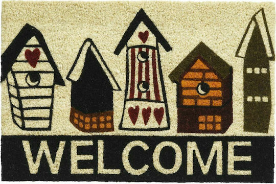 Sdim Coconut Tree Doormat from Ruco Print 735 Welcome Birdhouses Beige-Black 40x60cm 147-4060-735 Beige-Black