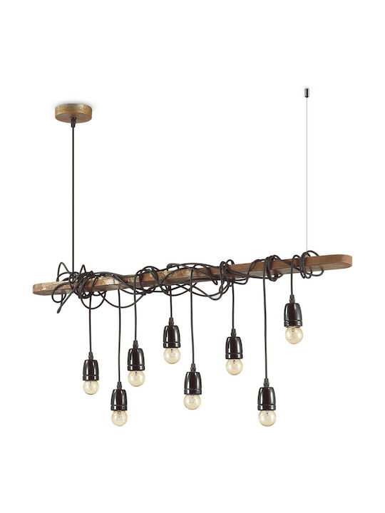 Ideal Lux Pendant Chandelier Rail for 8 Bulbs E27 Brown