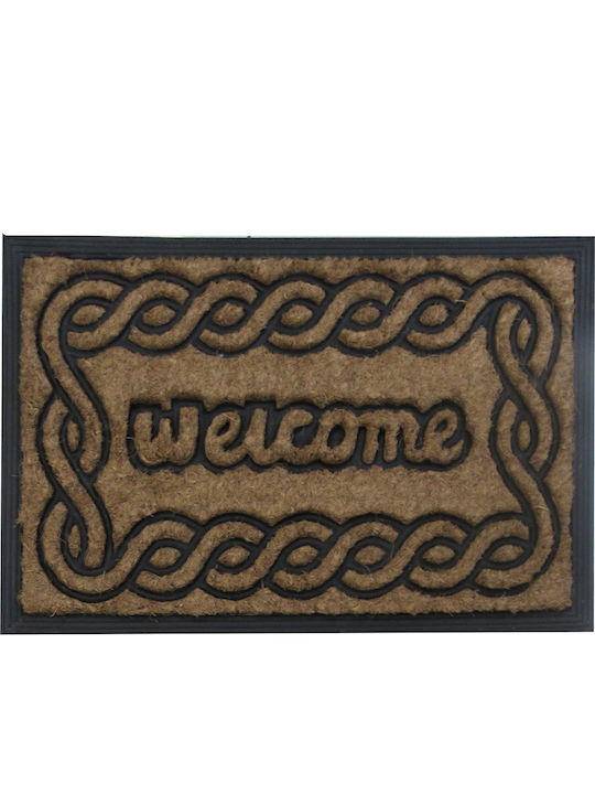 Ιόνιον Coconut Fiber with Non-Slip Underside Doormat Welcome Καφέ-Μαύρο 40x60εκ.