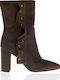 Sante Suede Women's Ankle Boots with High Heel Brown