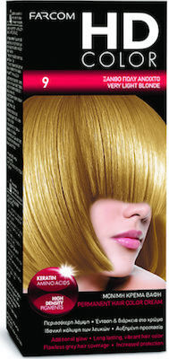 Farcom HD Color Set Hair Dye 9 Blonde Very light 60ml